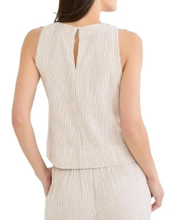 NIC+ZOE Petite Pinstripe Gauze Pop On Tank Women's