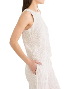 NIC+ZOE Petite Pinstripe Gauze Pop On Tank Women's