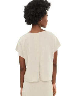 NIC+ZOE Rumba Linen Split Neck Tee Women's