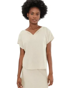 NIC+ZOE Rumba Linen Split Neck Tee Women's