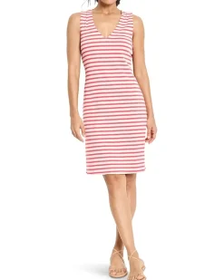 NIC+ZOE Striped Sleeveless V-Neck Dress Women's