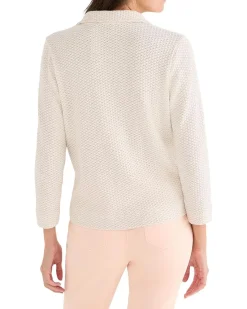 NIC+ZOE Textured Tuck Stitch Knit Polo Women's