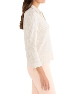 NIC+ZOE Textured Tuck Stitch Knit Polo Women's