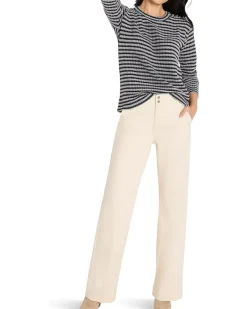 NIC+ZOE Texture Stripe Button Shoulder Top Women's