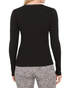 NIC+ZOE Trimmed Perfect Knit Rib V-neck Top Women's