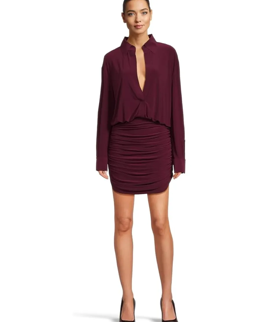 Norma Kamali Boyfriend NK Shirt Shirred Skirt Dress Women's
