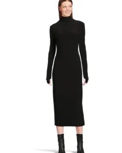 Norma Kamali Long Sleeve Turtleneck Dress To Midcalf Women's