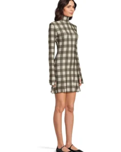 Norma Kamali Long Sleeve Turtle Fishtail Mini Dress Women's