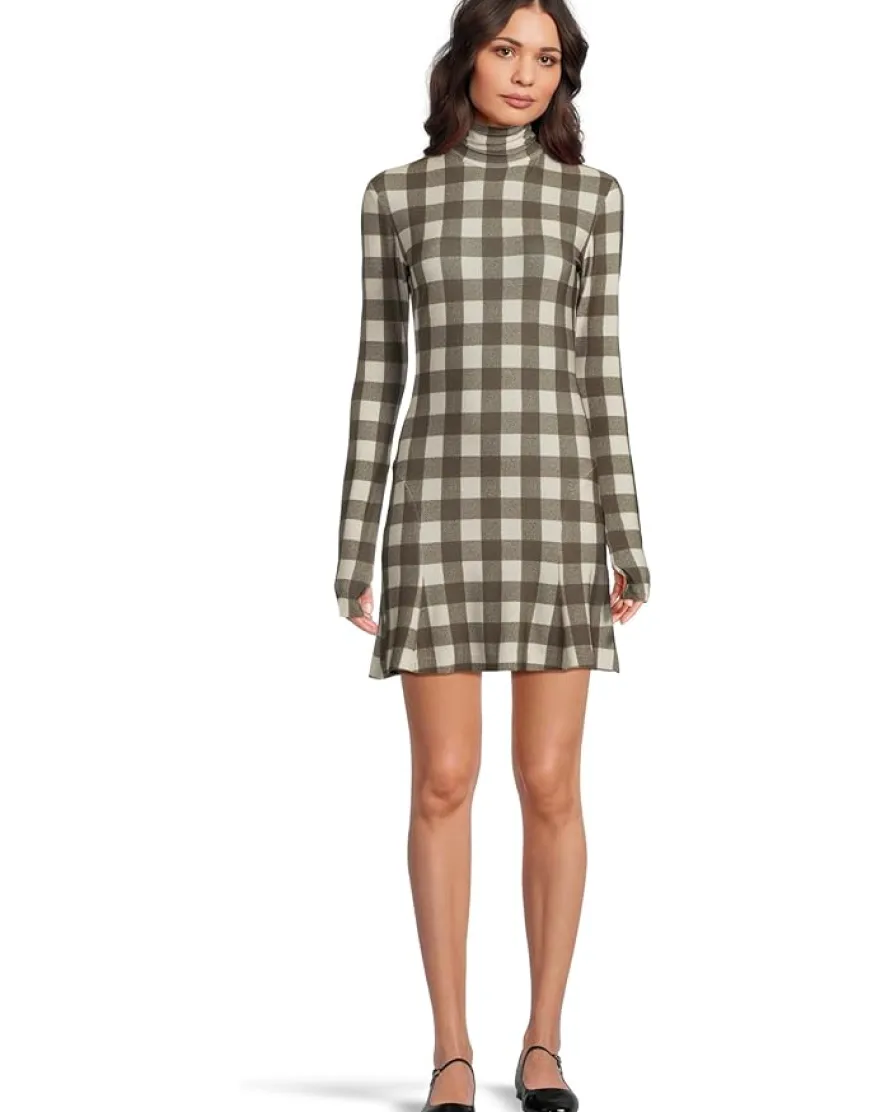 Norma Kamali Long Sleeve Turtle Fishtail Mini Dress Women's