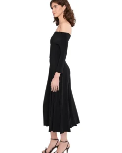 Norma Kamali 3/4 Sleeve Cowl Neck Flared Dress To Midcalf Women's
