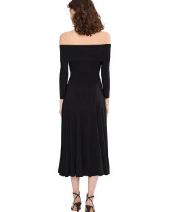 Norma Kamali 3/4 Sleeve Cowl Neck Flared Dress To Midcalf Women's