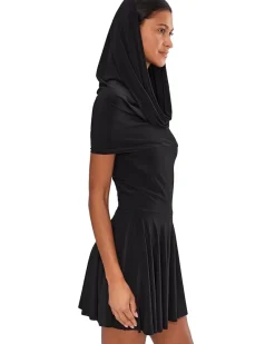 Norma Kamali Sleeveless Cowl Neck Hooded Flared Pickleball Dres Women's