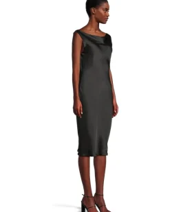 Norma Kamali Sleeveless Low Back Drape Dress Below Knee Women's