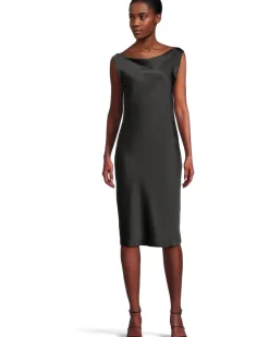 Norma Kamali Sleeveless Low Back Drape Dress Below Knee Women's