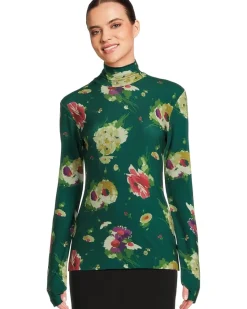 Norma Kamali Slim Fit Long Sleeve Turtle Top Women's