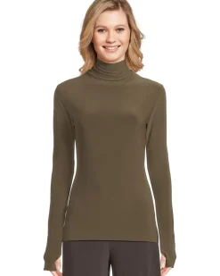 Norma Kamali Slim Fit Long Sleeve Turtle Top Women's