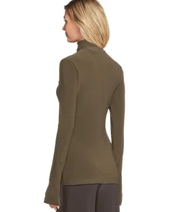 Norma Kamali Slim Fit Long Sleeve Turtle Top Women's