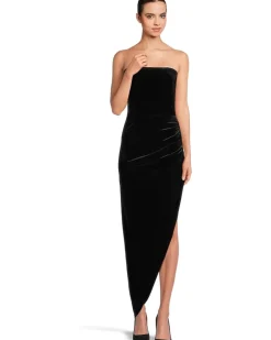 Norma Kamali Strapless Side Drape Gown Women's
