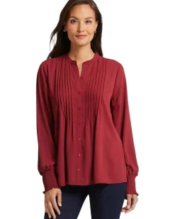 NYDJ Pleated Peasant Blouse Women's