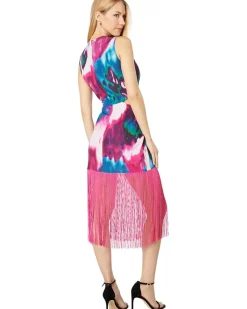 ONE33 Social Pleated Front Fringe Dress Women's