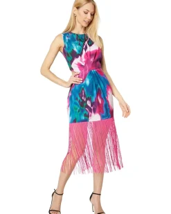 ONE33 Social Pleated Front Fringe Dress Women's