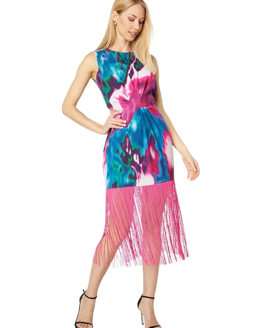 ONE33 Social Pleated Front Fringe Dress Women's