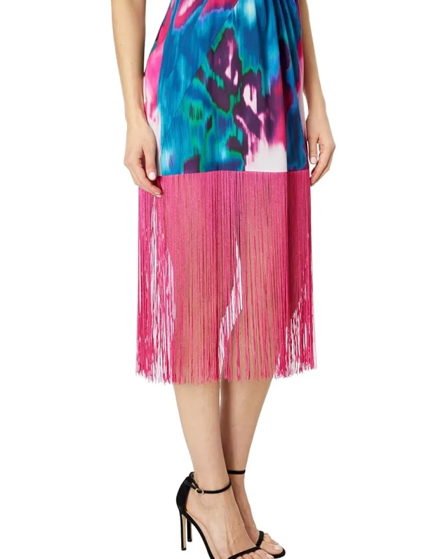 ONE33 Social Pleated Front Fringe Dress Women's