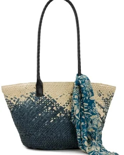 Patricia Nash Calypso Woven Tote W/ Greek Floral Scarf