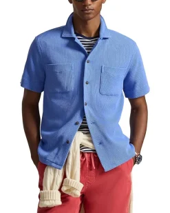Polo Ralph Lauren Waffle-Knit Cotton Linen Camp Shirt Men's