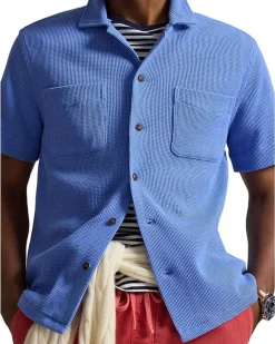Polo Ralph Lauren Waffle-Knit Cotton Linen Camp Shirt Men's