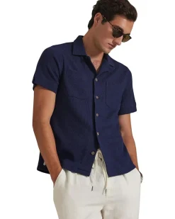 Polo Ralph Lauren Waffle-Knit Cotton Linen Camp Shirt Men's