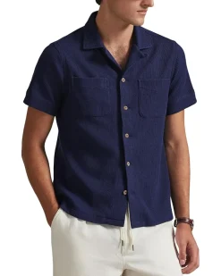 Polo Ralph Lauren Waffle-Knit Cotton Linen Camp Shirt Men's