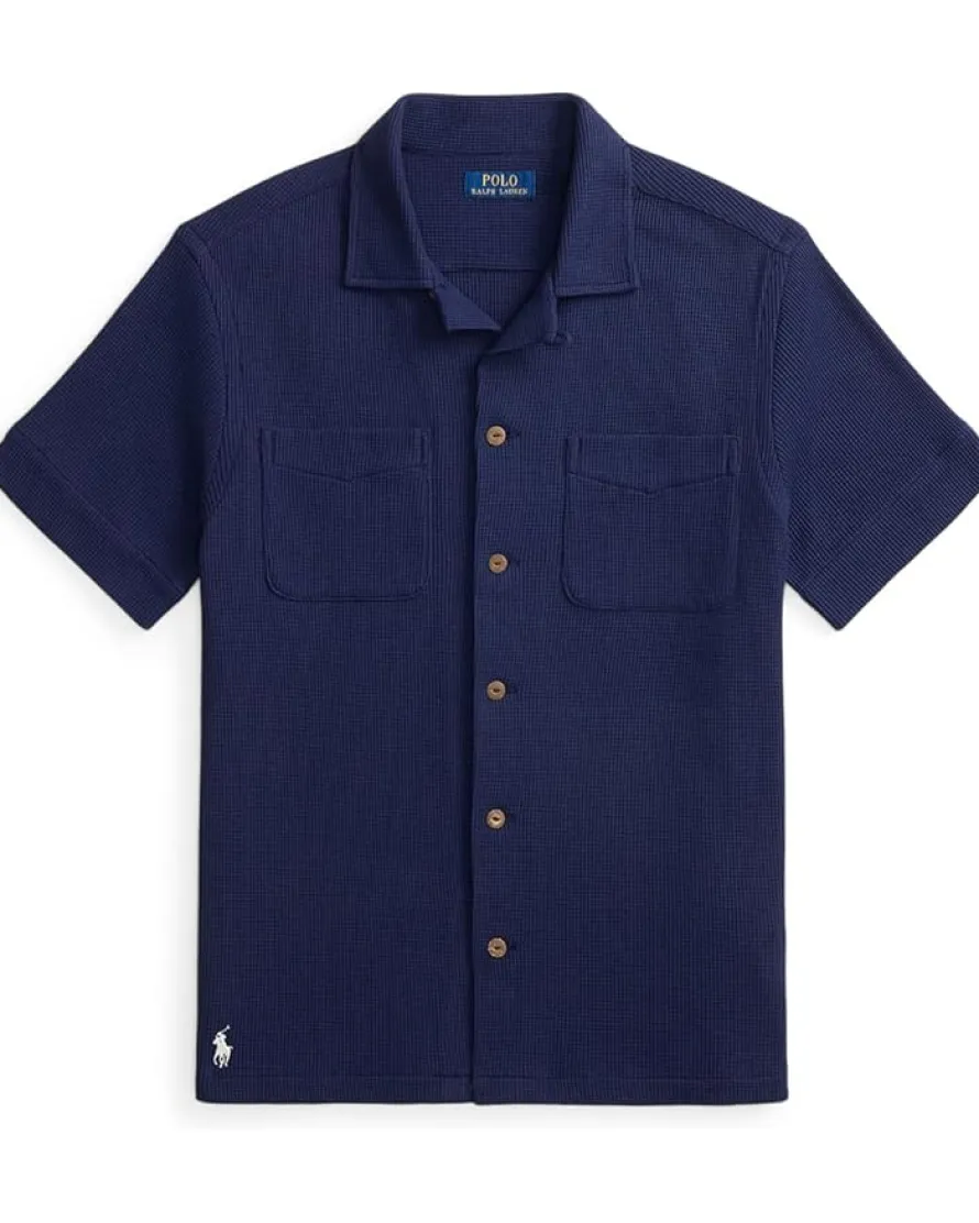 Polo Ralph Lauren Waffle-Knit Cotton Linen Camp Shirt Men's
