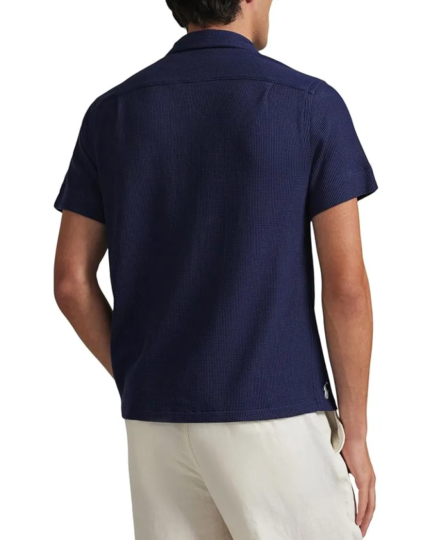 Polo Ralph Lauren Waffle-Knit Cotton Linen Camp Shirt Men's