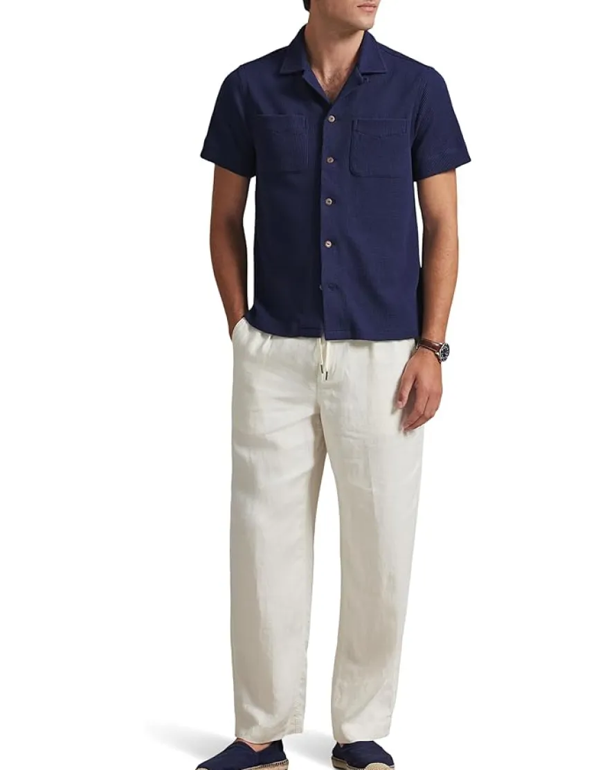 Polo Ralph Lauren Waffle-Knit Cotton Linen Camp Shirt Men's
