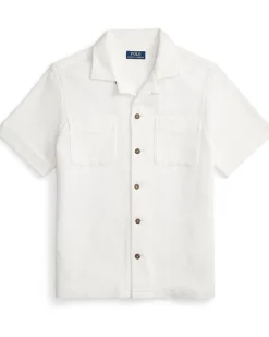 Polo Ralph Lauren Waffle-Knit Cotton Linen Camp Shirt Men's