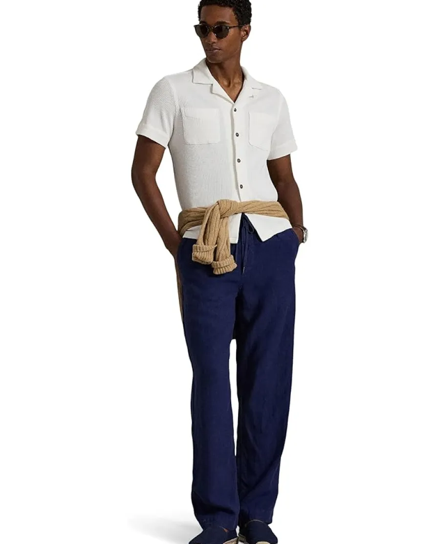 Polo Ralph Lauren Waffle-Knit Cotton Linen Camp Shirt Men's