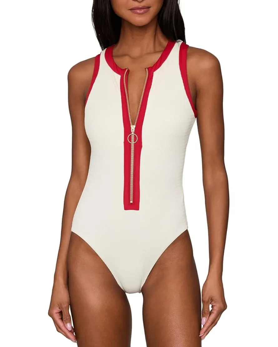 Seafolly Bandwave Zip Front One-Piece Women's