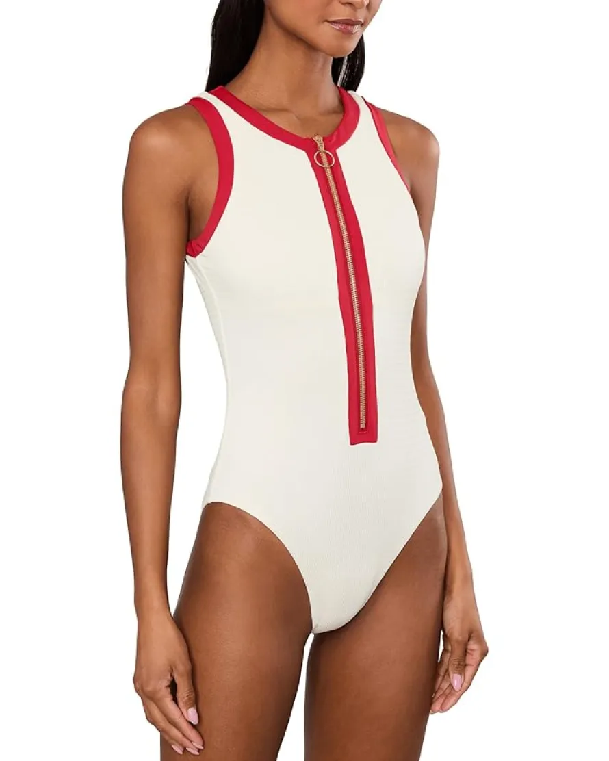Seafolly Bandwave Zip Front One-Piece Women's