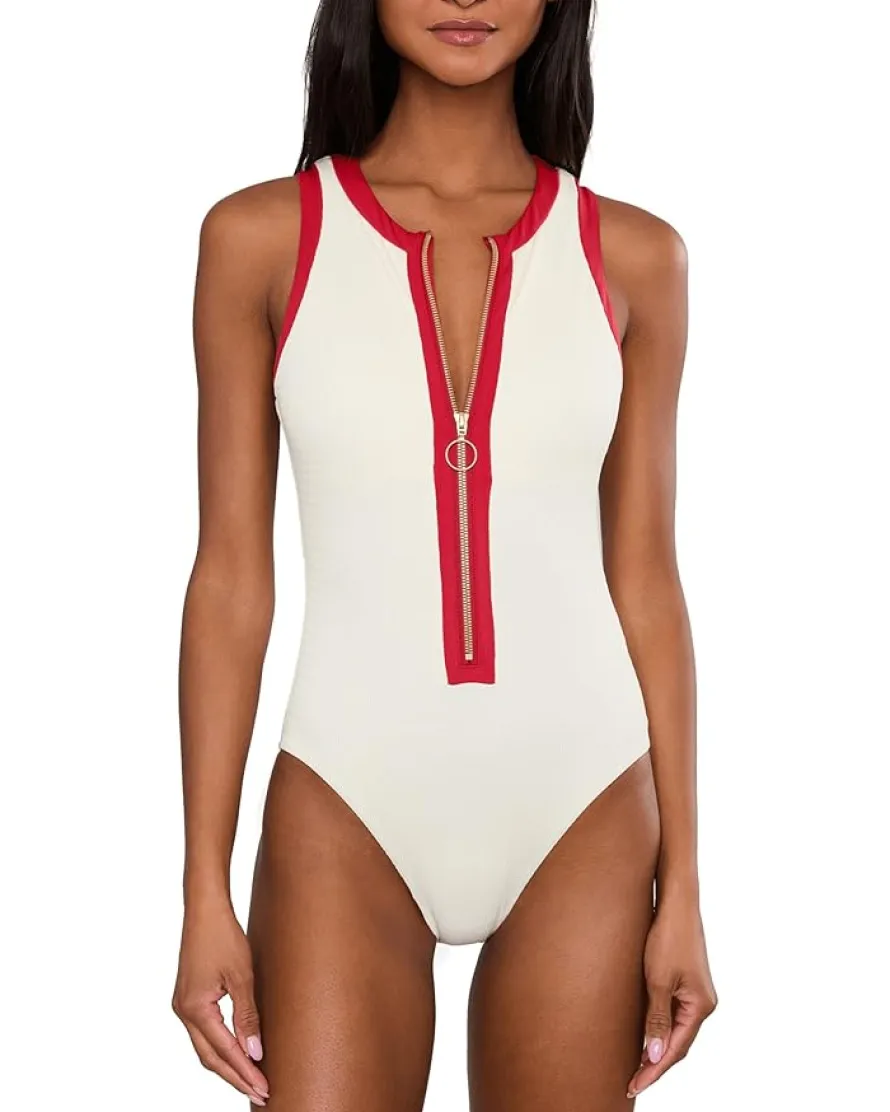 Seafolly Bandwave Zip Front One-Piece Women's