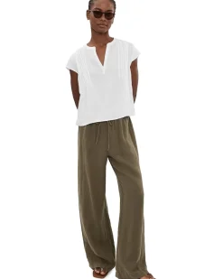 Splendid Stella Linen Pin Tuck Short Sleeve Women's