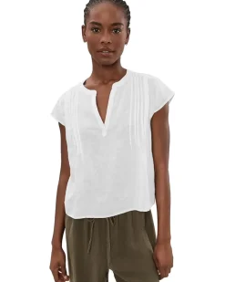 Splendid Stella Linen Pin Tuck Short Sleeve Women's