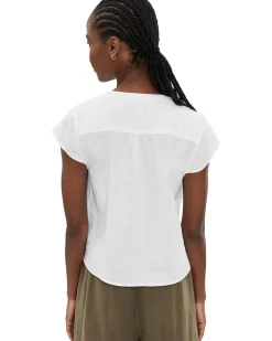 Splendid Stella Linen Pin Tuck Short Sleeve Women's