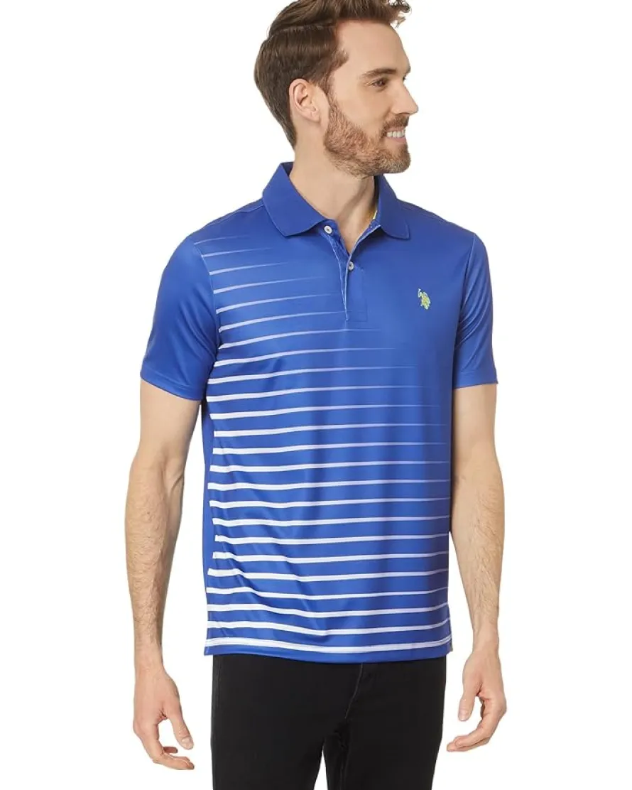 U.S. POLO ASSN. Horizontal Fade Stripe Knit Polo Shirt Men's