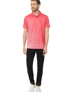 U.S. POLO ASSN. Horizontal Fade Stripe Knit Polo Shirt Men's
