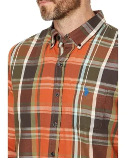 U.S. POLO ASSN. Long Sleeve Classic Fit 1 Pocket Yarn Dye Peached Twill Multicolor Plaid Woven Shirt Men's