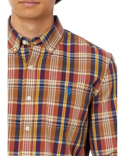 U.S. POLO ASSN. Long Sleeve Classic Fit 1 Pocket Yarn Dye Poplin Large Plaid Multicolor Woven Shirt Men's