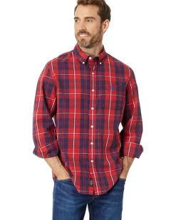 U.S. POLO ASSN. Long Sleeve Yarn-Dye Poplin Large Plaid Woven Shirt Men's