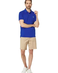U.S. POLO ASSN. Poly Spandex Ottoman Knit Short Sleeve Solid Performance Textured Polo Shirt Men's