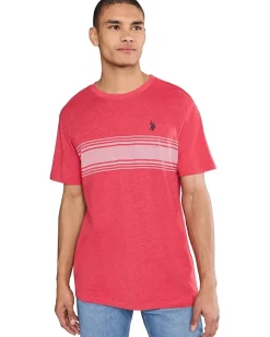 U.S. POLO ASSN. Short Sleeve Chest Print Stripe Jersey Tee Shirt Men's